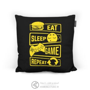 خرید کوسن طرح eat sleep game