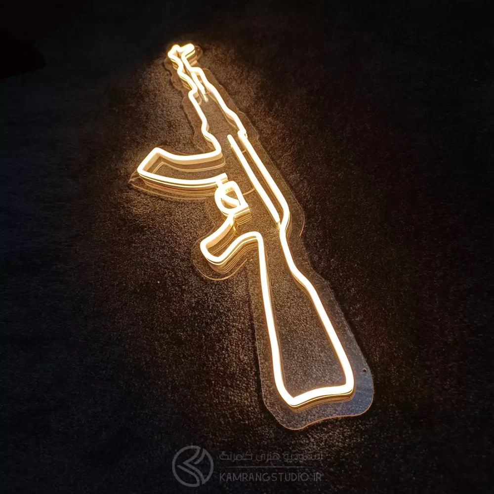 نئون اتاق گیمینگ طرح اسلحه کلاش ak-47