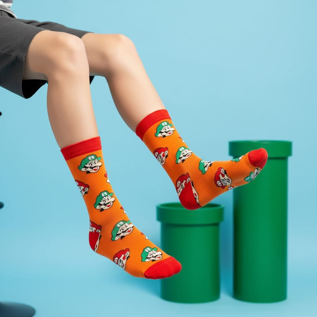 Super Mario Socks 1-3 جوراب گیمینگ ماریو و لوئیجی Super Mario - Image 1