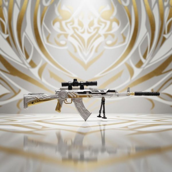 ماکت اسلحه کلاشینکف سفید طلایی