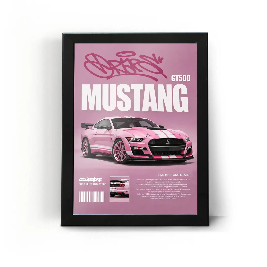 Car Ford frame-06 تابلو قاب ماشین فورد موستانگ Ford Mustang Pink