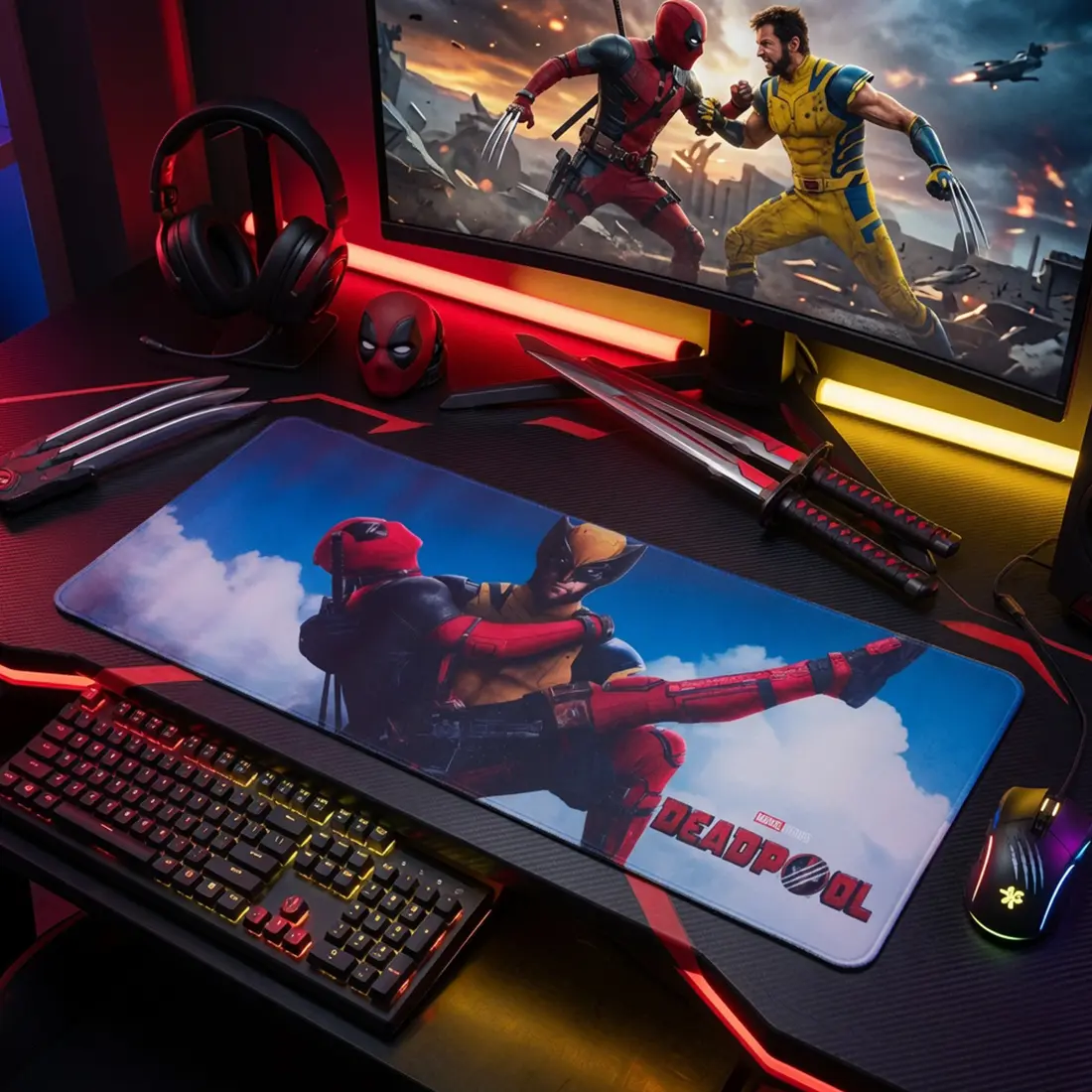 Deadpool and Wolverine Mouse pad 1-3 موس پد گیمینگ ولورین و ددپول Wolverine & Deadpool - Image 1