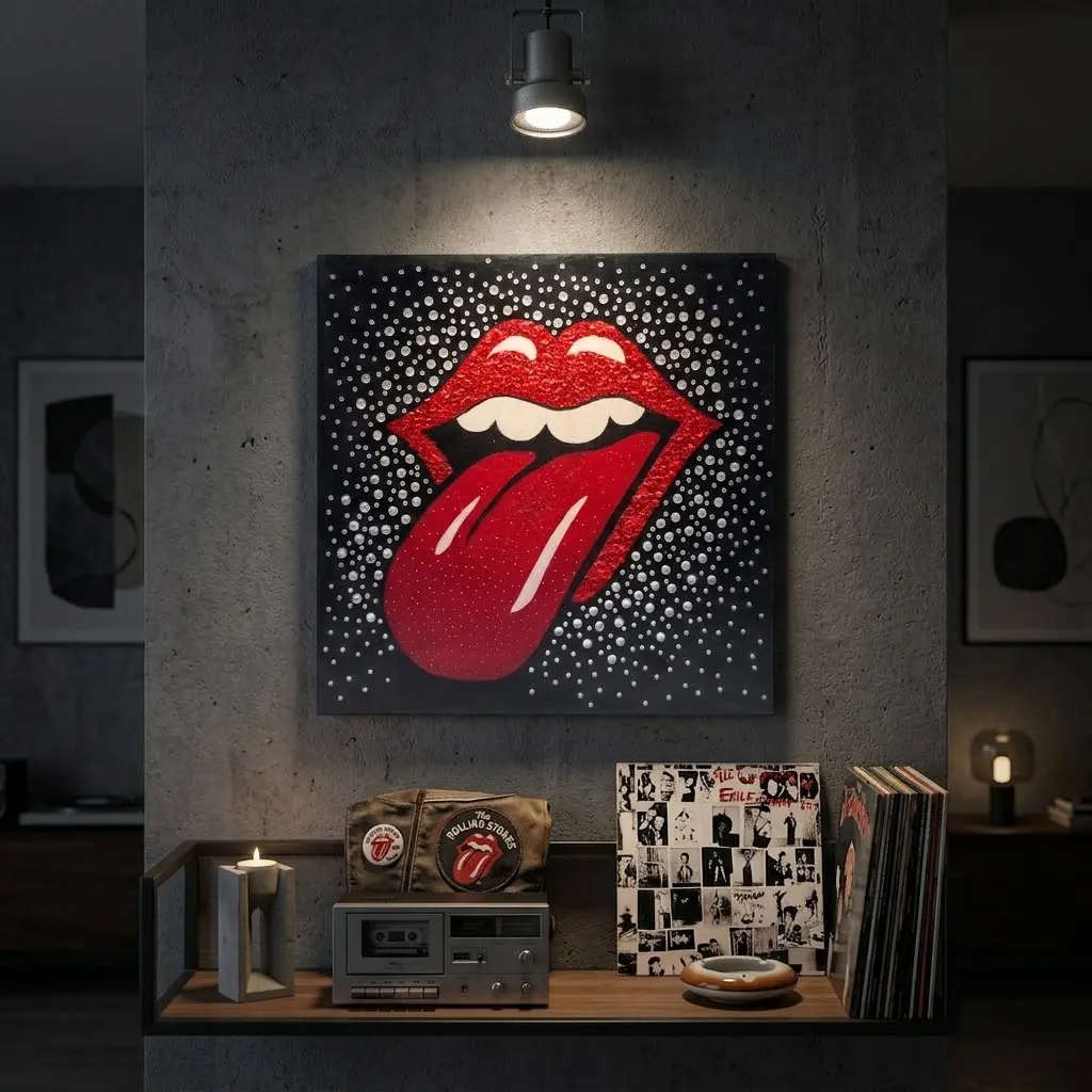 The Rolling Stones Handmade Art 1-7 تابلو بوم نقاشی رولینگ استونز