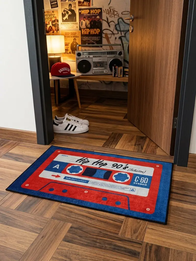 Cassette Tape Doormat 1-1 پادری طرح نوار کاست هیپ هاپ