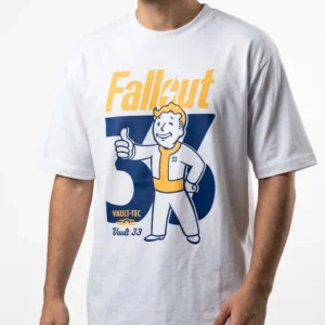 تیشرت سفید فال آوت Fallout طرح Vault Boy