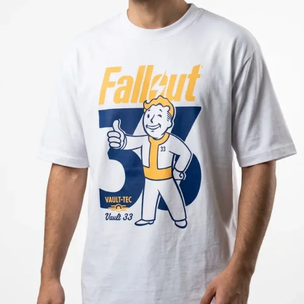 تیشرت سفید فال آوت Fallout طرح Vault Boy