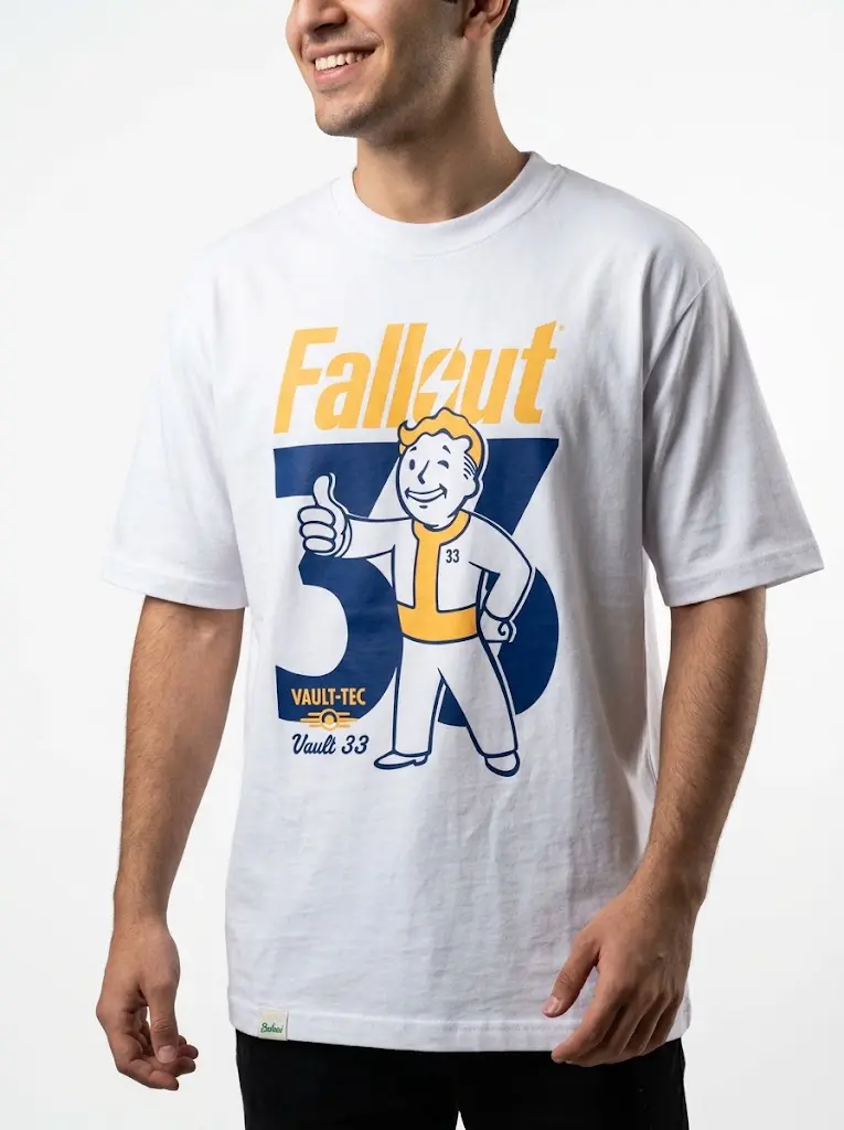 تیشرت سفید فال آوت Fallout طرح Vault Boy